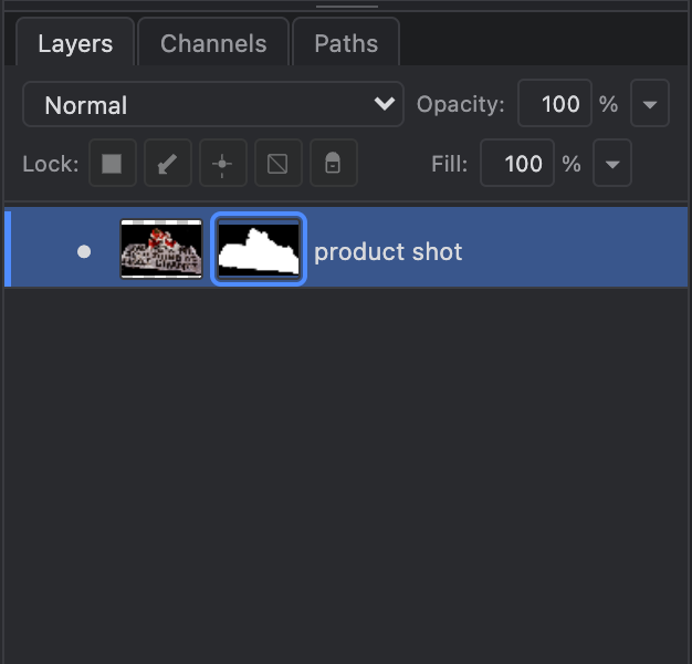 The Layers panel showing the photo layer with its layer mask thumbnail