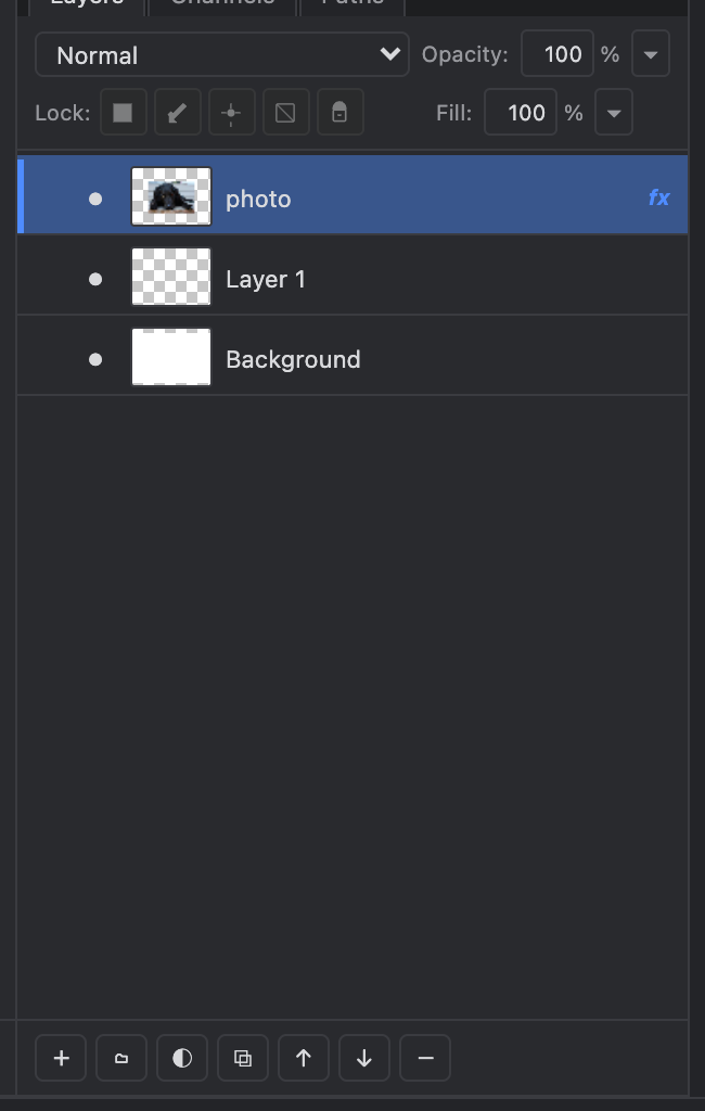The Layers panel showing the fx badge on a styled layer